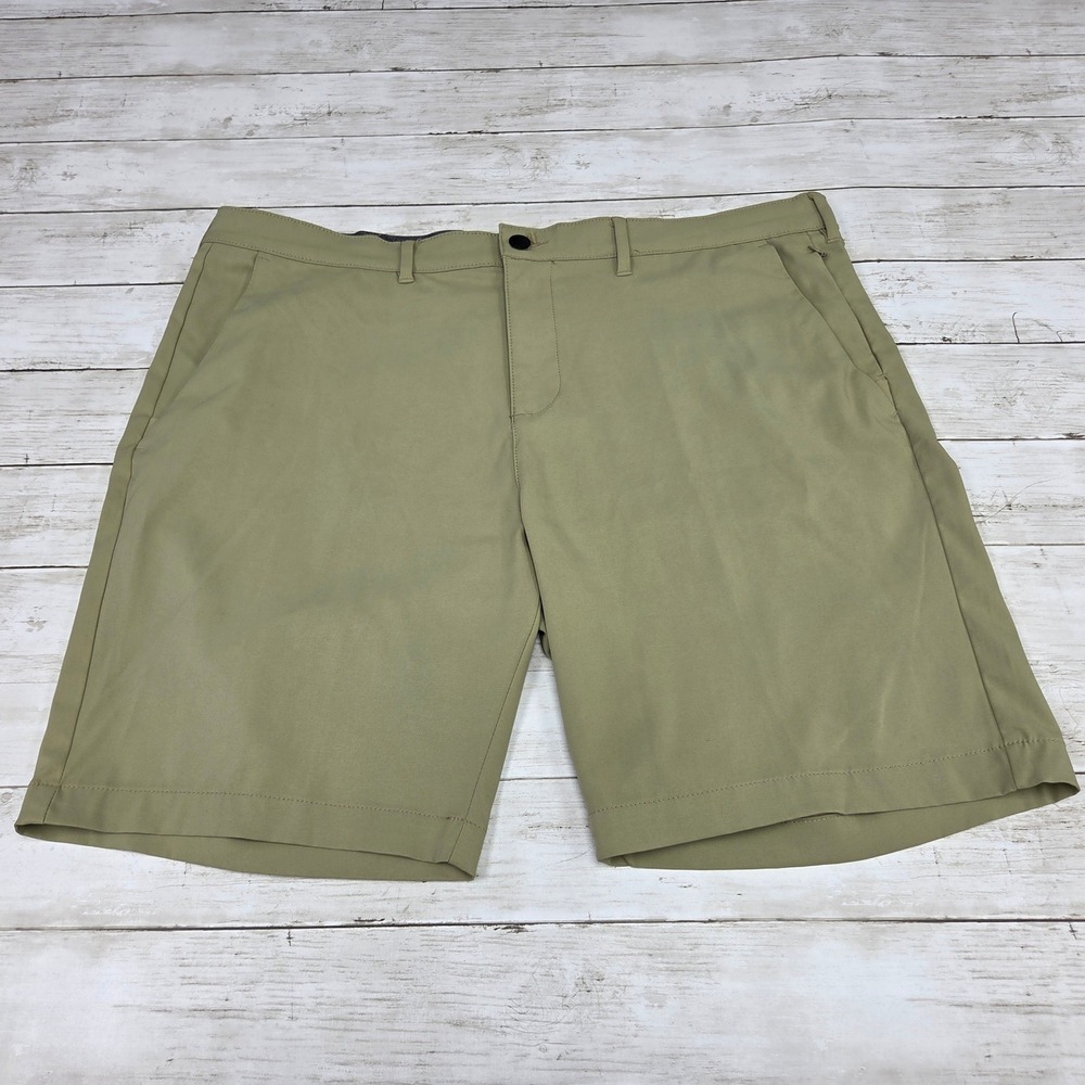 Jachs New York Performance Chino Shorts Flat Front Mens 40 Olive Green Stretch